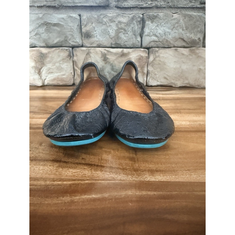 Tieks Gavrieli Size 11 Obsidian Black Croc Patent Leather Ballet Flats Fast Ship - Picture 2 of 13